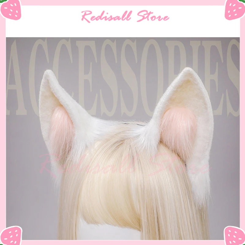 Cute Cosplay Ears Wolf Fox Plush Headband, Preto, Rosa, Branco, Marrom, Dourado, Pele Sintética, Adulto Halloween, Christmas Party Headwear