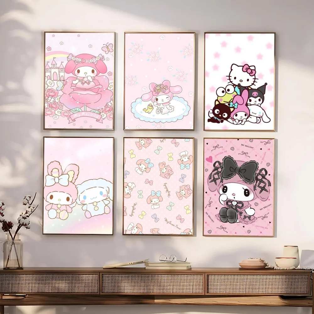 MINISO Cute My Melody Poster Paper Print Home Living Room Bedroom Entrance Bar Restaurant Cafe Art Painting Decoration