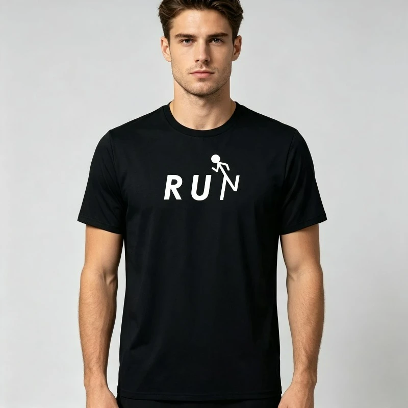 Run Runner Fitness Graphic T-Shirt 100% Cotton Men Running Sport Print Short Sleeve Tee for Gym Lover Gift Wear