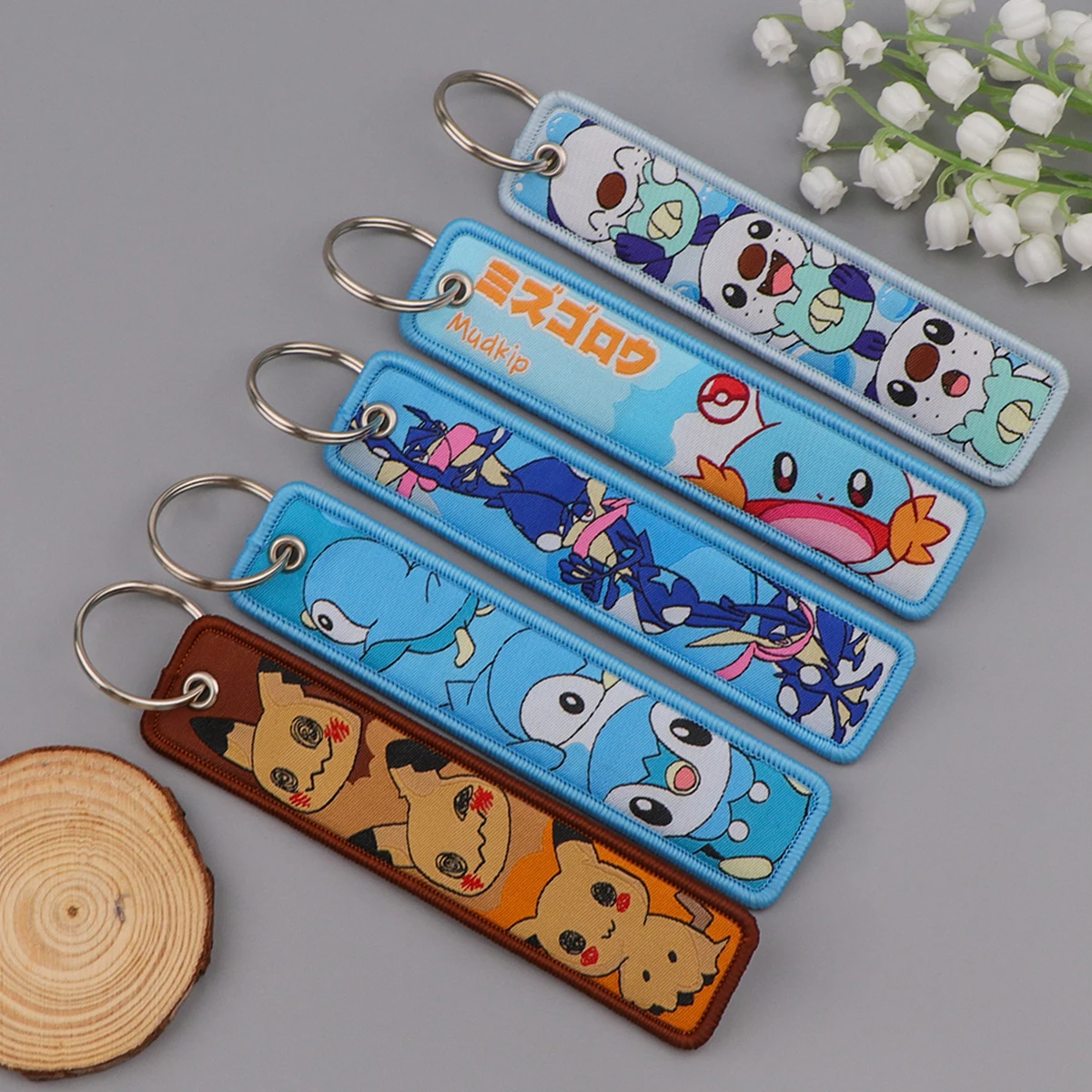 Japanese Anime Game Monsters Embroidery Jet Tag Key Fobs Holder Key Tag Women Men Key Ring Keychain for Motorcycles view 6