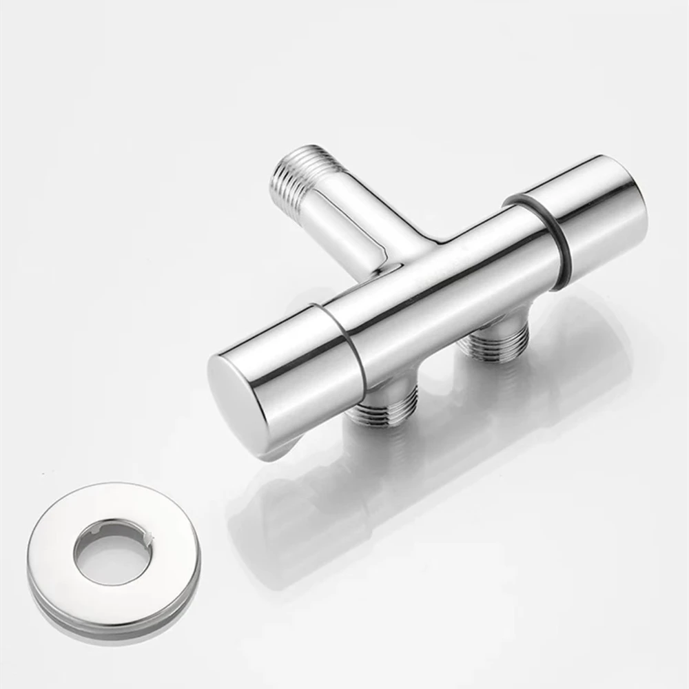 

Серебристый угловой кран из нержавеющей стали, разветвитель воды, двойное использование/выход, один вход - два выхода, трехходовой кран для стиральной машины, специальный.