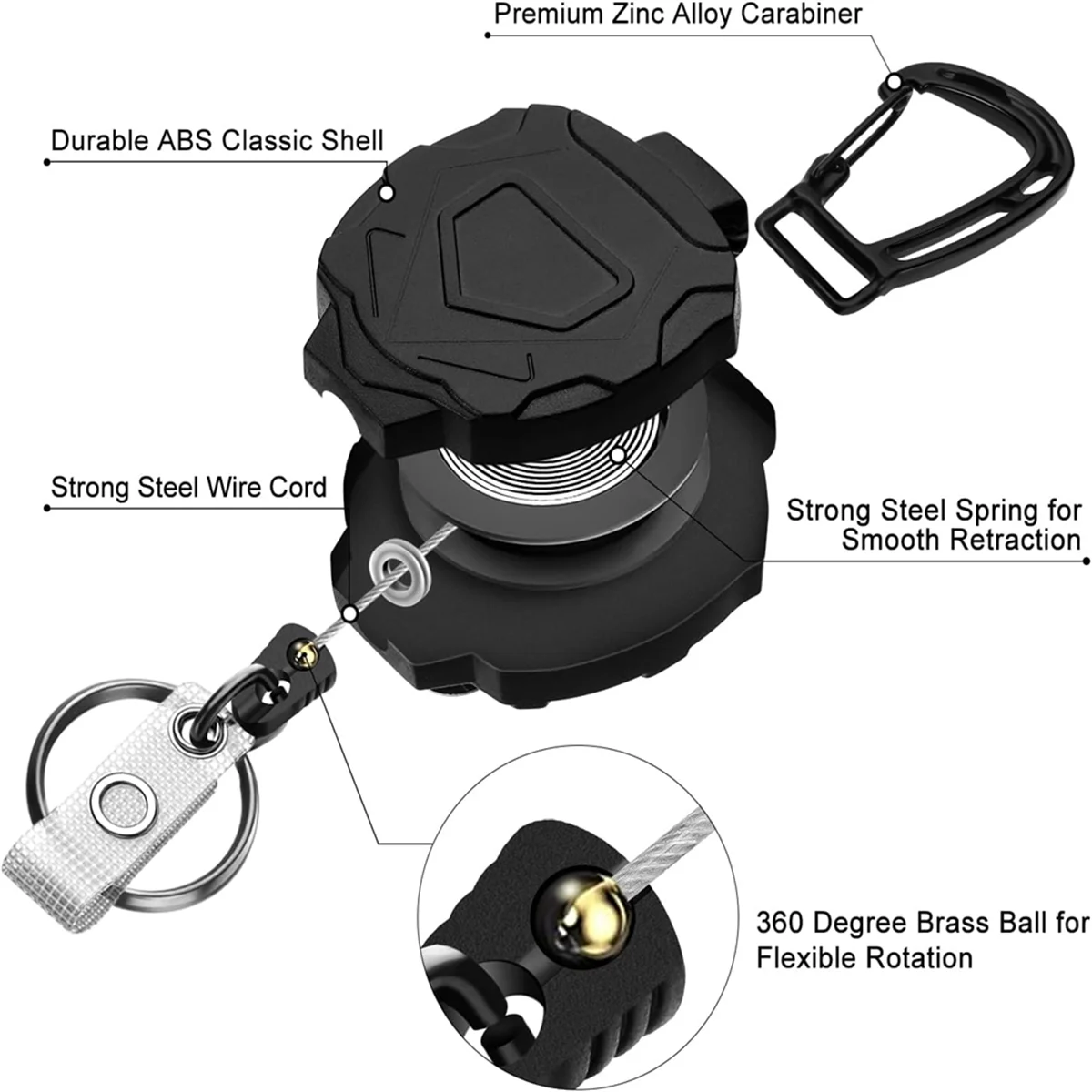 ABJS 2-пакет выдвижного держателя бейджа, прочный брелок для бейджа с катушкой и держателем удостоверения личности, выдвижной брелок на ремешке