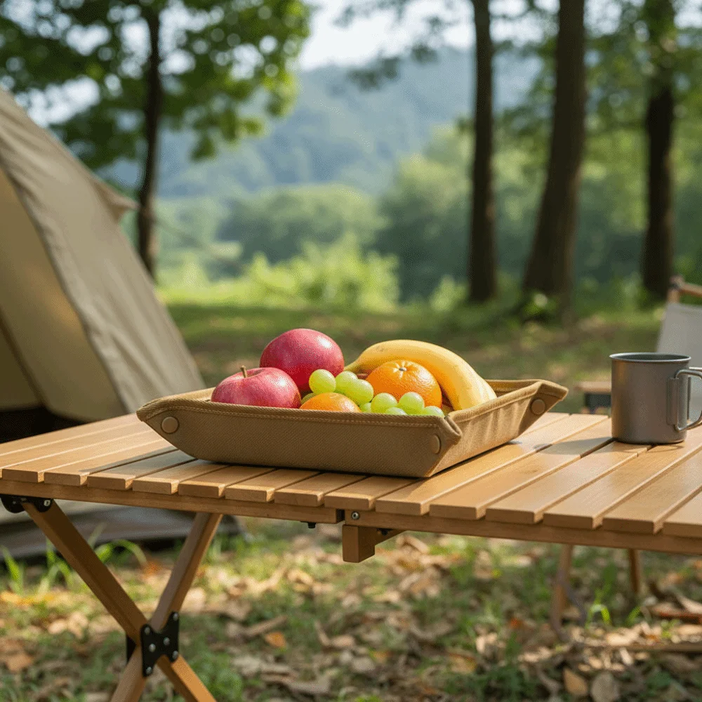 Compact Design Camping Organizer Tray Portable Folding Stacked Design Camping Storage Tray Square Shape Folding Storage Tray