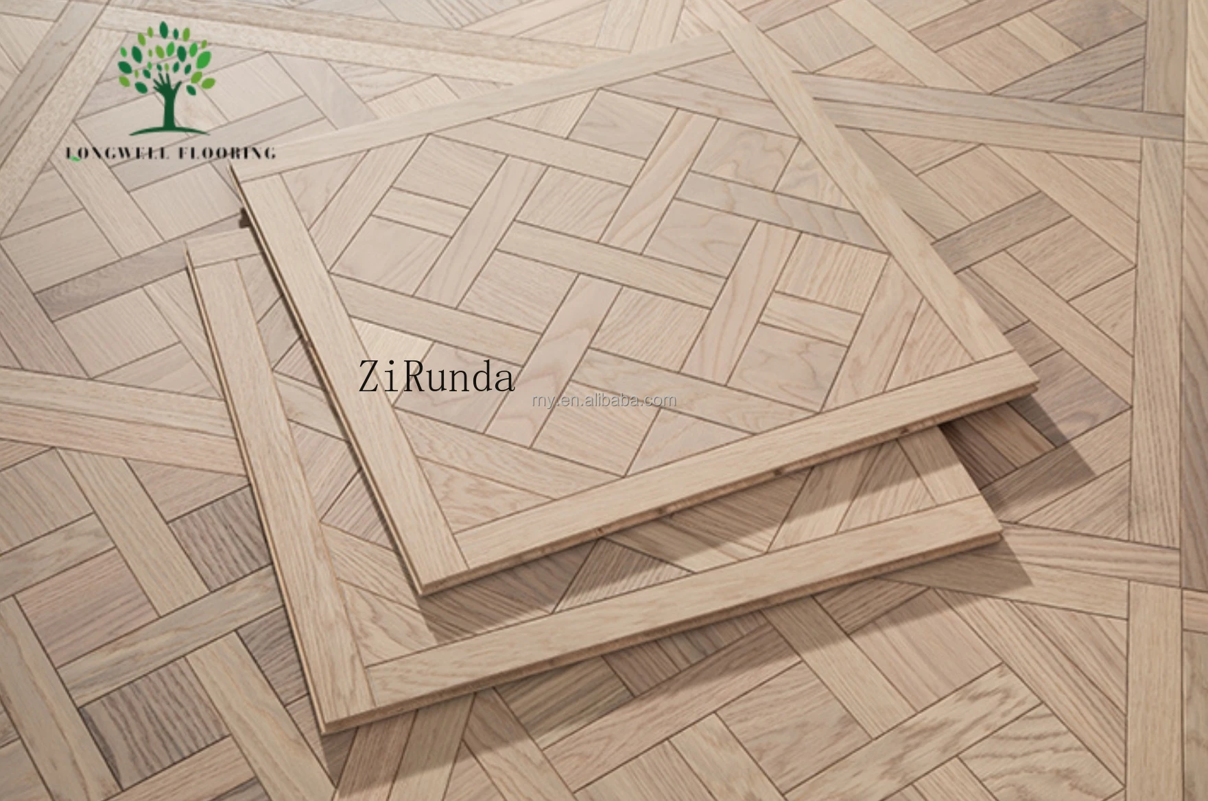 نسخة مخصصة من أرضيات الباركيه التجارية من خشب البلوط مخصصة متعددة الطبقات من الطوب الخشبي المربع بلاط الأرضيات الهندسية