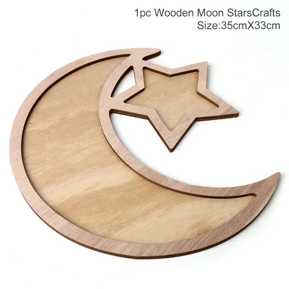 Moon Star Wooden Tray Eid Mubarak Ramadan Decoration For Islamic Muslim Party Decor 2024 Ramadan Kareem Eid Al Adha Gifts Home