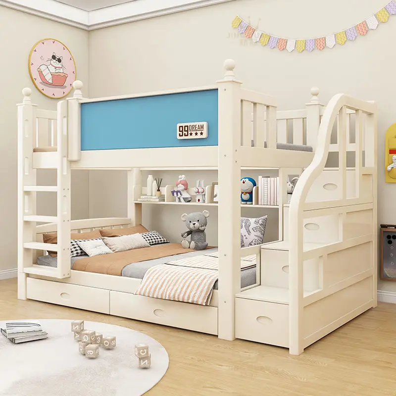 Customizable upper and lower same width solid wood mother and child bed high and low bed bunk bed