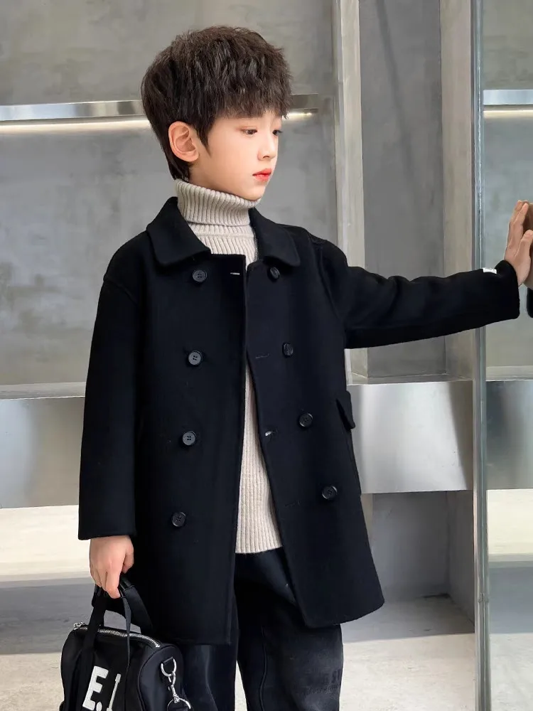 Outono e inverno meninos casaco de lã novo terno infantil britânico high-end blusão jaqueta versão coreana casual