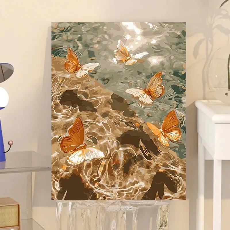 Butterfly Wall Art Canvas Painting Abstract Water Ripple Print Modern Home Decor Picture For Living Room Bedroom Office