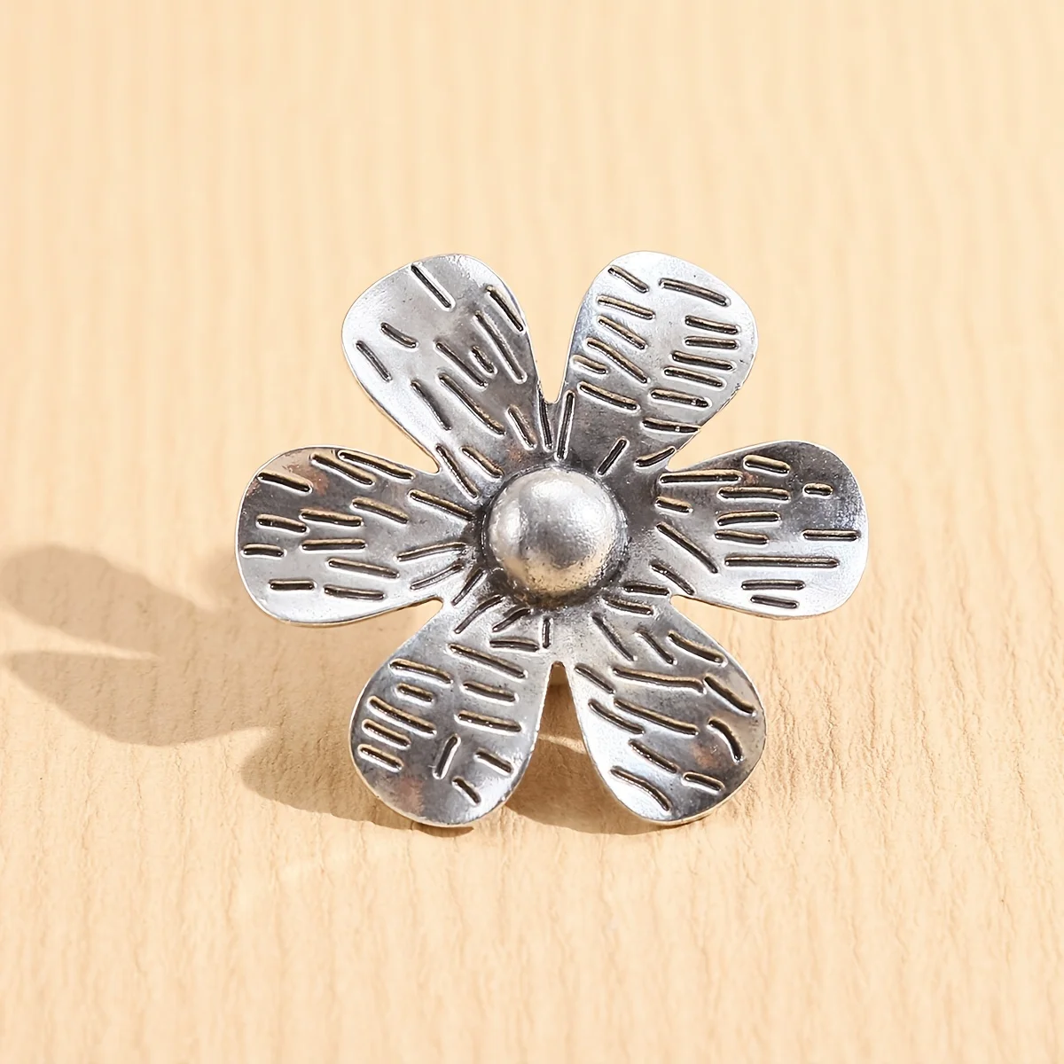 Vintage Ring Exaggerated Flower Design Silver Plated Adjustable Jewelry Match Daily Outfits Stunning Party Accessory