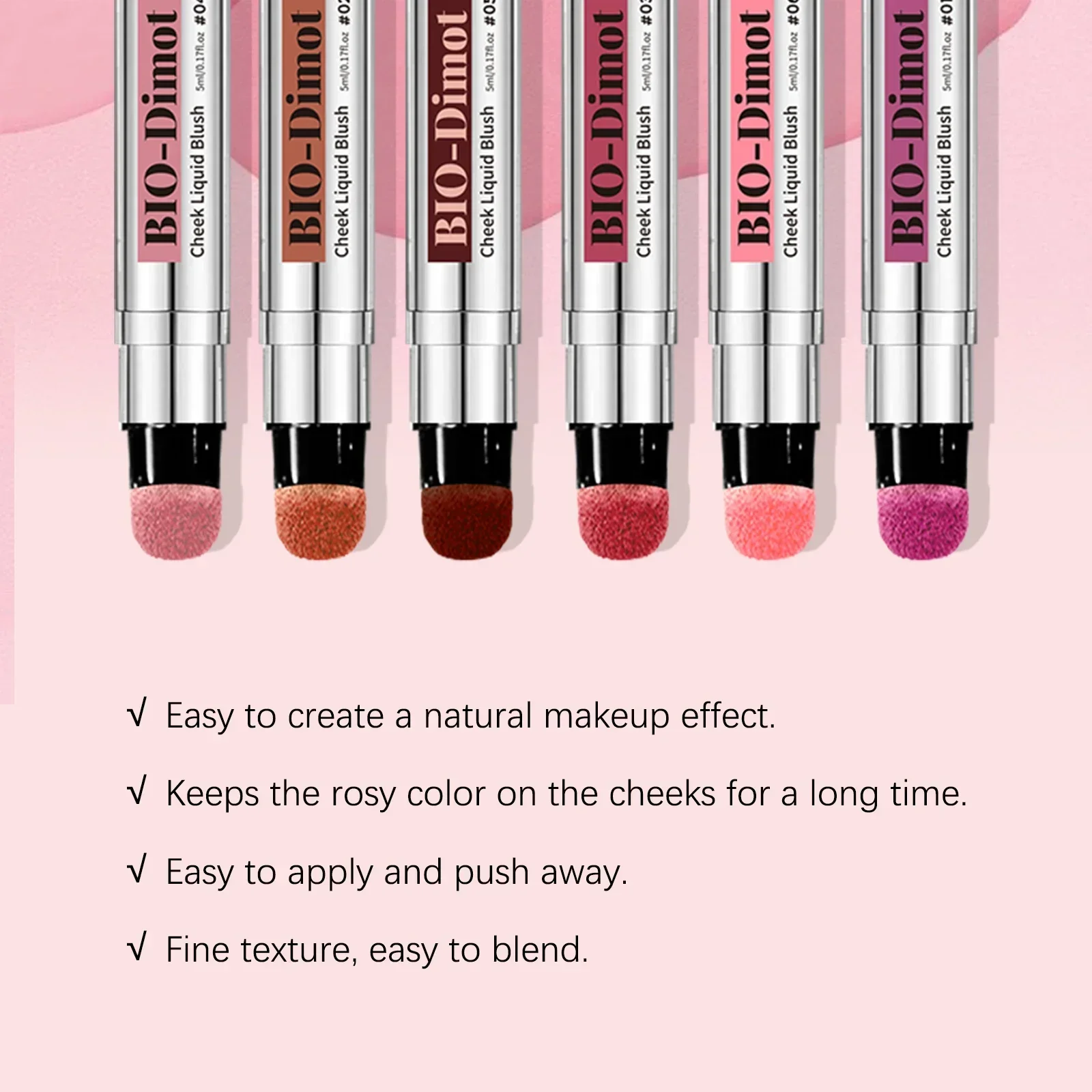 Fluwelen vloeibare bloset Make-upspons Opzetborstel Mat Gemakkelijk aan te brengen Langdurig Waterdicht Fleuren Gezichtscontour Blush Tint