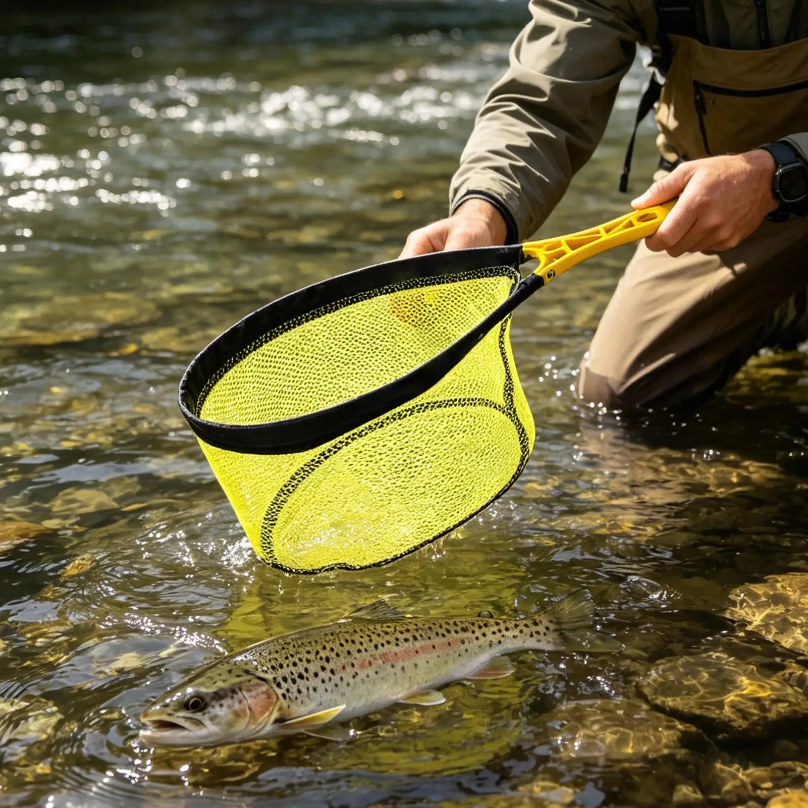 Trout Net Foldable Non-Slip Handle Outdoor Gear Kayak Fishing Net For Catching For Outdoor Pond River Sea Saltwater Travel Boat