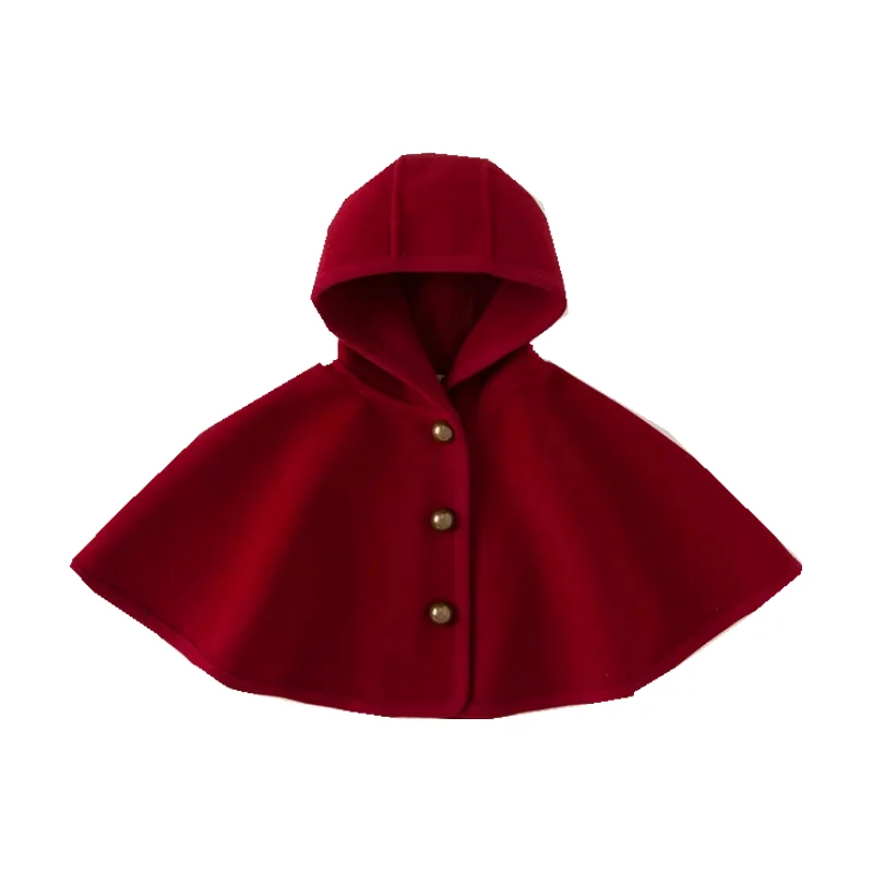 Girls Cloak Coat Jacket Winter Cotton Windbreak 2023 Red Warm Plus Thicken Furs Overcoat Christmas Children\'s Clothing