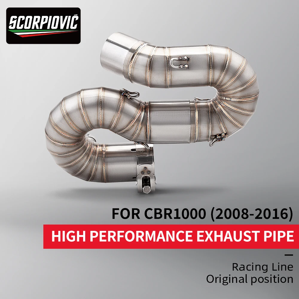 

For CBR1000RR Motorcycle Exhaust Middle Link Pipe CBR 1000RR 2008 2009 2010 2011 2012 to 2016 Slip-on 51MM Muffler