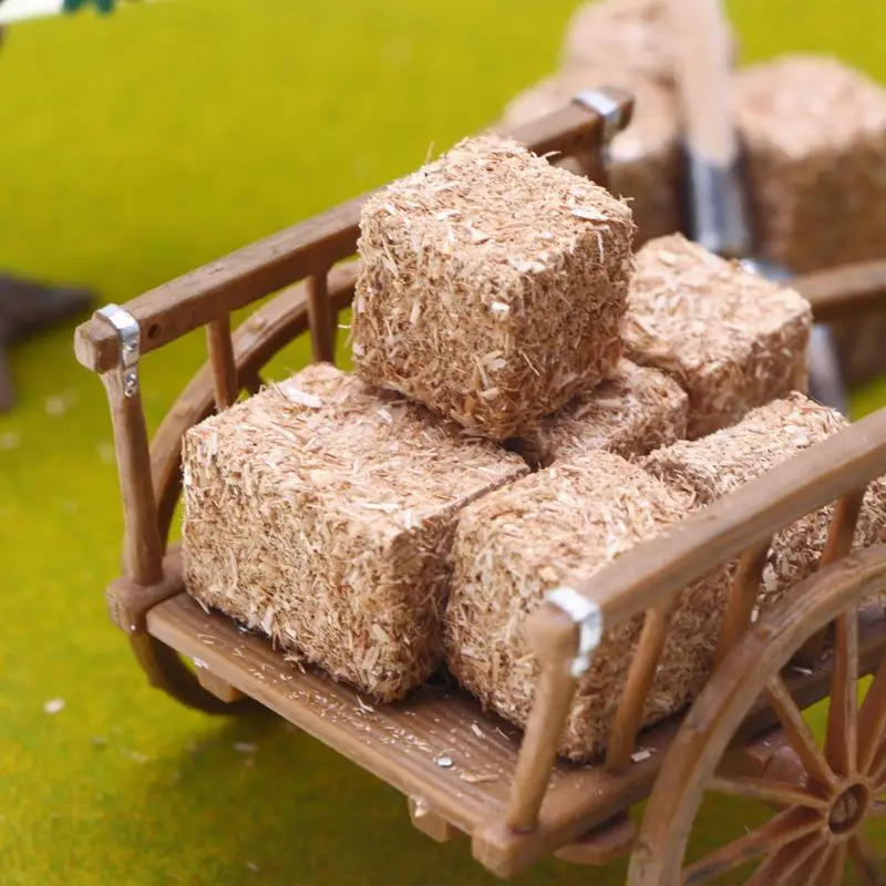 4pcs Simulation Haystack Hay Bales For Decoration Scale Model Ornaments Dollhouse Farm Rick Miniature Scene Model For Doll House