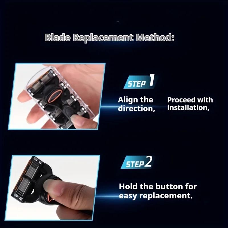 شفرة ماكينة حلاقة مكونة من 6 طبقات ماكينة حلاقة يدوية مع شفرات قابلة للاستبدال ولا تسبب ضررًا للبشرة ماكينة حلاقة مقاومة لغسل المياه