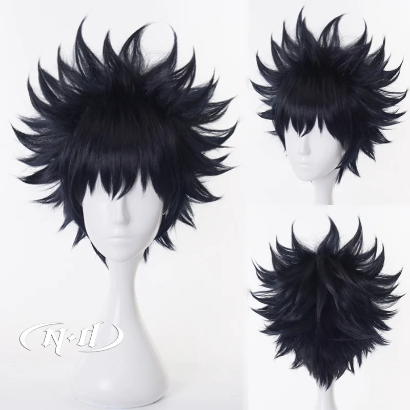 ND Megumi Fushiguro Cosplay Wigs Jujutsu Kaisen Anime Cosplay Black Hair Wigs for Costume Theme Party Comic Con Coser Synthetic