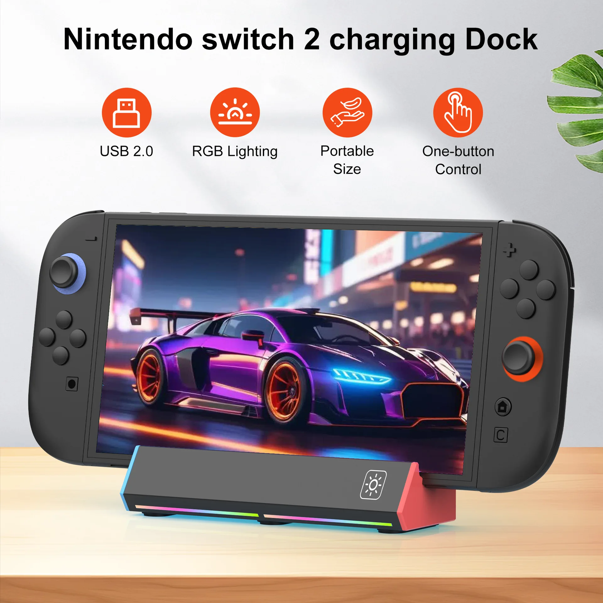 Portable Charging Dock Station Base with 4K HDMI Adapter/USB 2.0 /Type C Port for Nintendo Switch OLED Dock