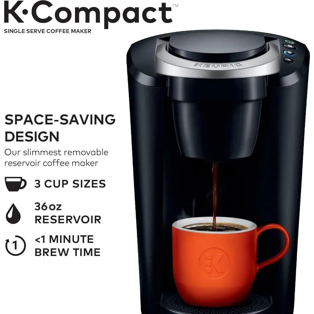 Single-Serve K-Cup Pod Coffee Maker,Black,REMOVABLE DRIP TRAY,COFFEE IN NO TIME,ENERGY EFFICIENT,SIMPLE BUTTON CONTROLS