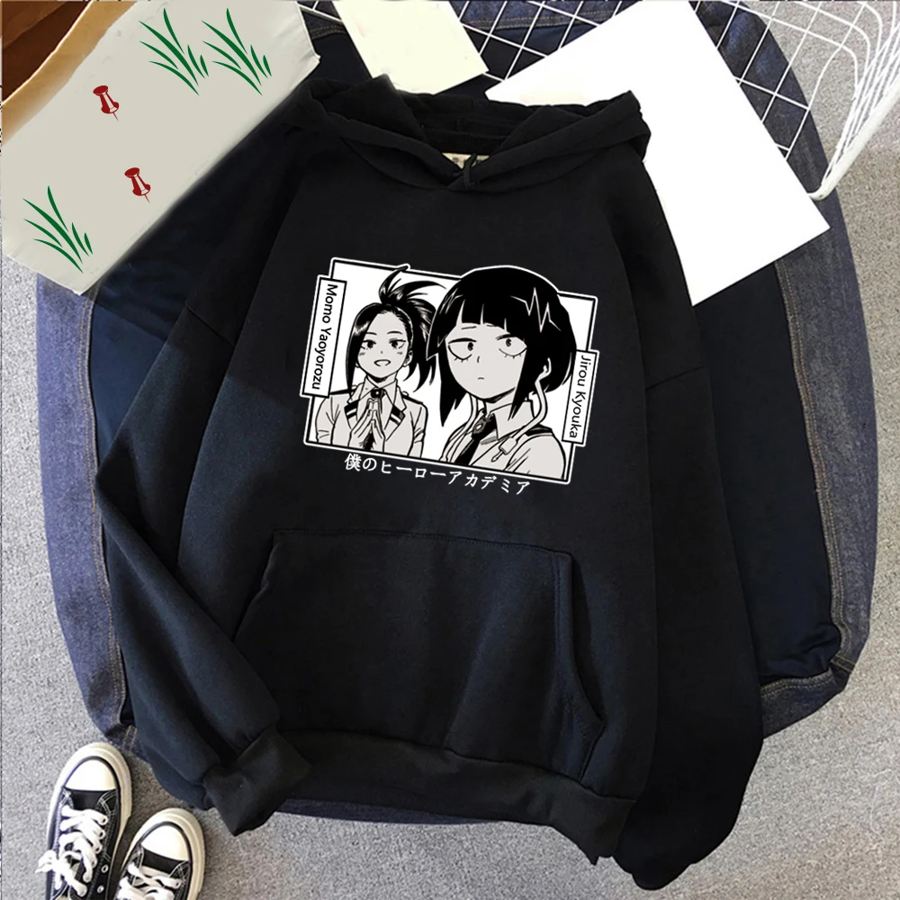 My Hero Academia Anime Hoodies Funny Cartoon Character Kawaii Momo Yaoyorozu Jirou Kyouka Friends Unisex Harajuku Sweatshirts