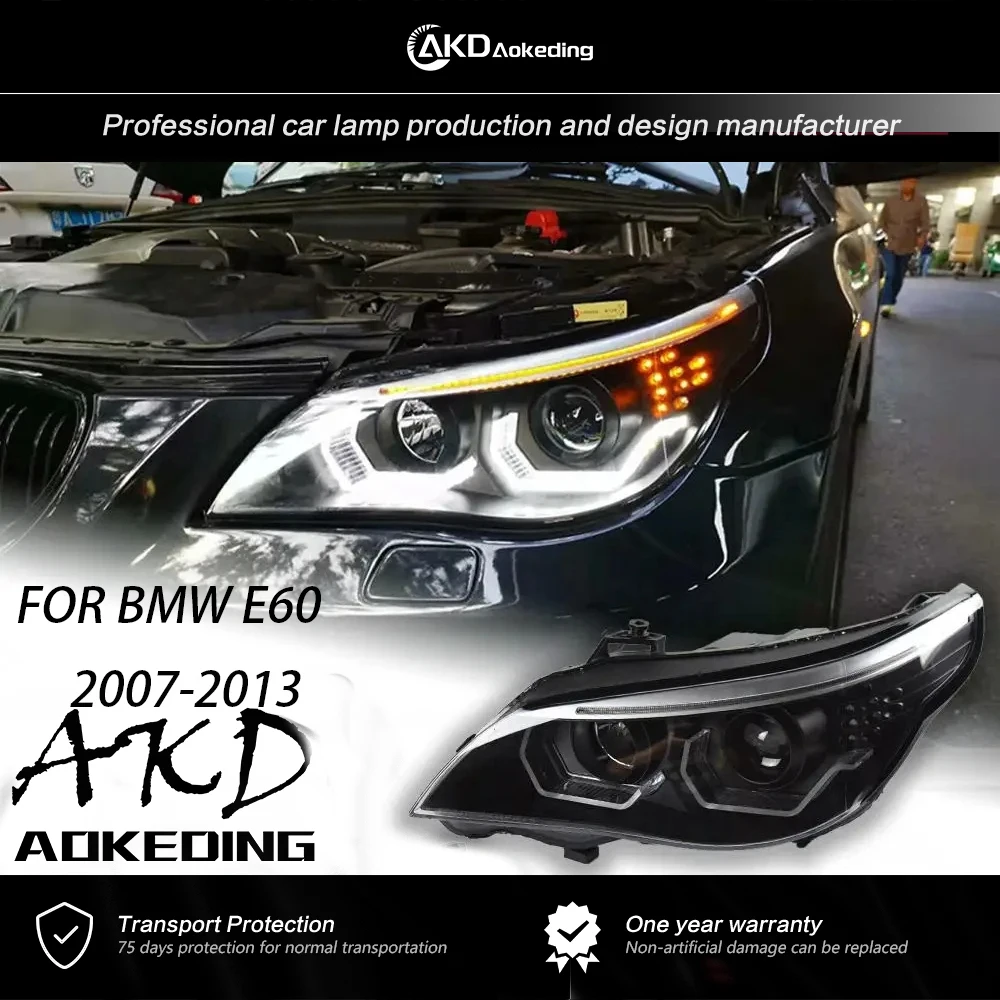 

AKD Front Lamp for BMW E60 Headlights 2003-2009 523i 530i Angel Eye LED Head Lamp DRL Hid Bi Xenon Signal Auto Accessories 2PCS