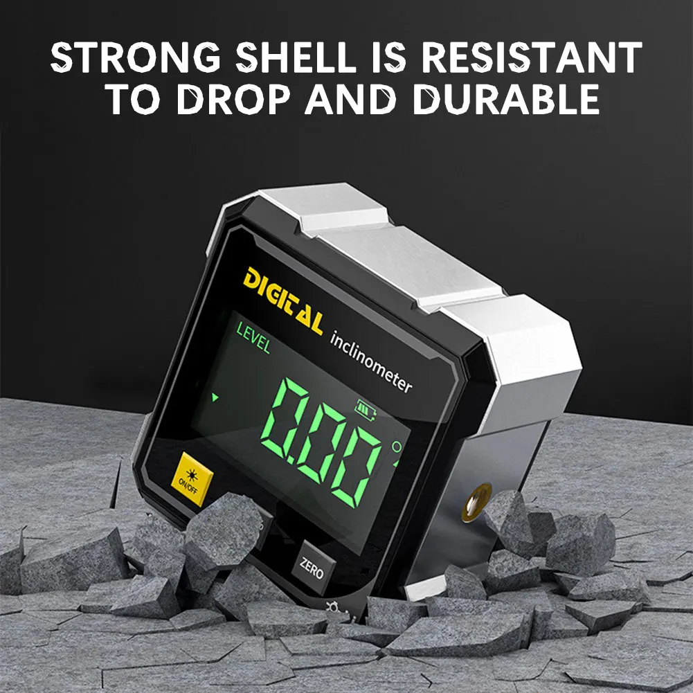 مكتشف الزوايا الرقمي الإلكتروني، مقياس زاوية رقمي مغناطيسي بأربعة جوانب، مسطرة مستوى الميل منقلة قابلة لإعادة الشحن عبر USB #4