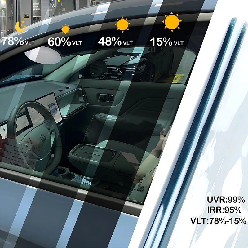 

76/100cm Light Solar Film Window Tint Film 78%-15%VLT Glass Sticker Sun Shade Film for Car UV Protector Foils Sticker Films