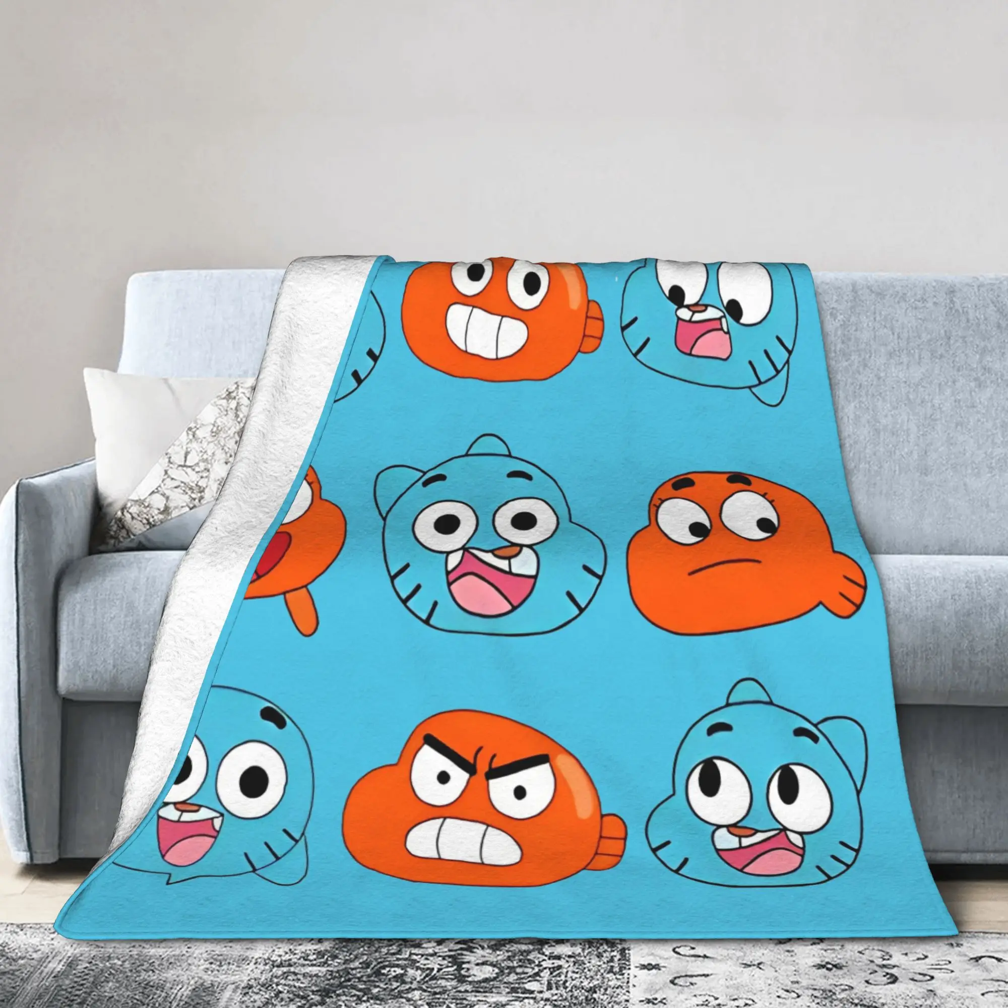 Gum Ball Darwin Faces Features  Knitted Blankets Flannel  Lightweight Throw Blankets for Airplane Travel Bedroom Quilt