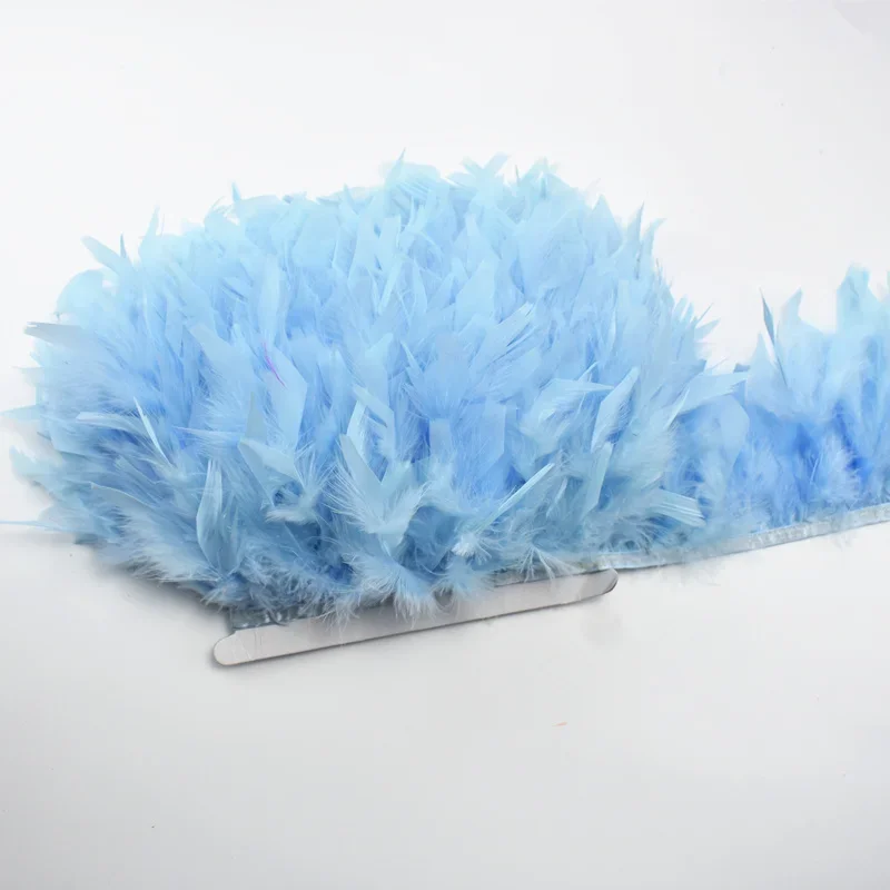 10 Meter Flauschiges Truthahnfeder-Besatzband mit Quasten, 5-6 Zoll Federn für Kleidungsdekoration, Bekleidungszubehör, Nähen, DIY – Detail 4