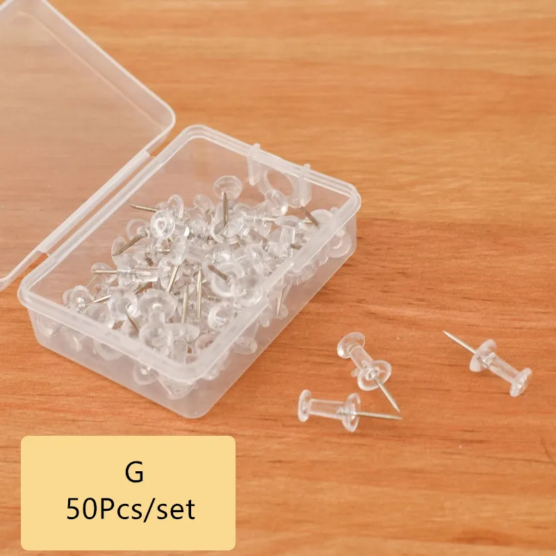 30Set Clear Plastic Head Push Pins Thumb Tacks Steel Point Map Board Drawing Wall Thumbtack Crafts DIY Stationery Supplies