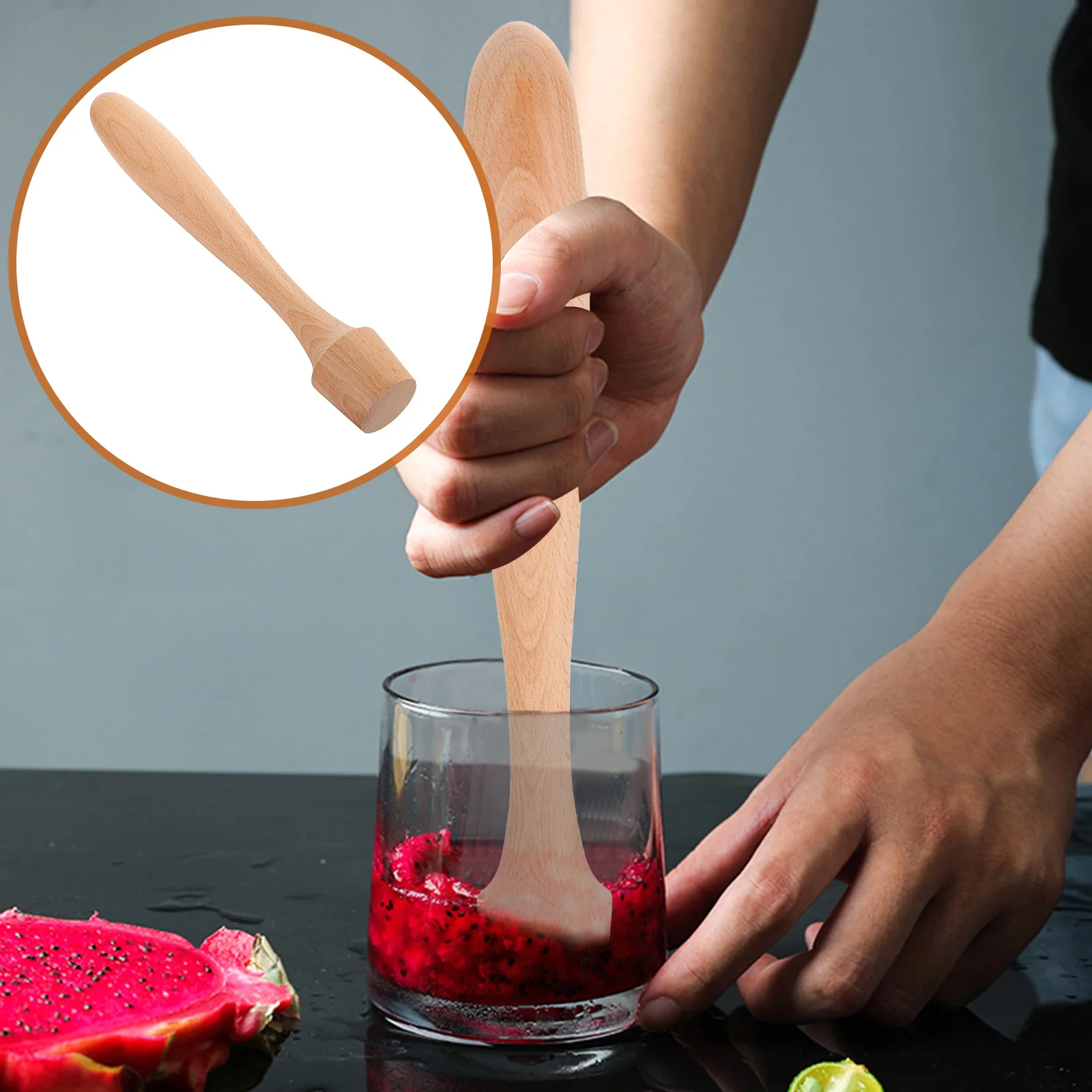 

1Pcs Wooden Cocktail Muddler Ice Crusher Bar Mixer Ergonomic Design Smooth Surface Crush Ice Fruits Spices Wooden Stirrer