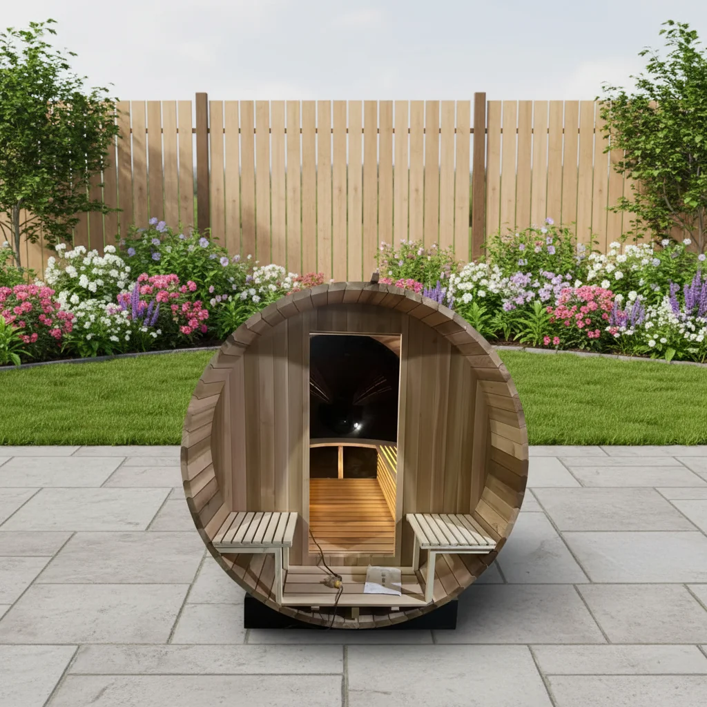 Wholesale Canadian Hemlock Cedar Traditional Steam Sauna Room Barrel Sauna Outdoor Sauna for Sale