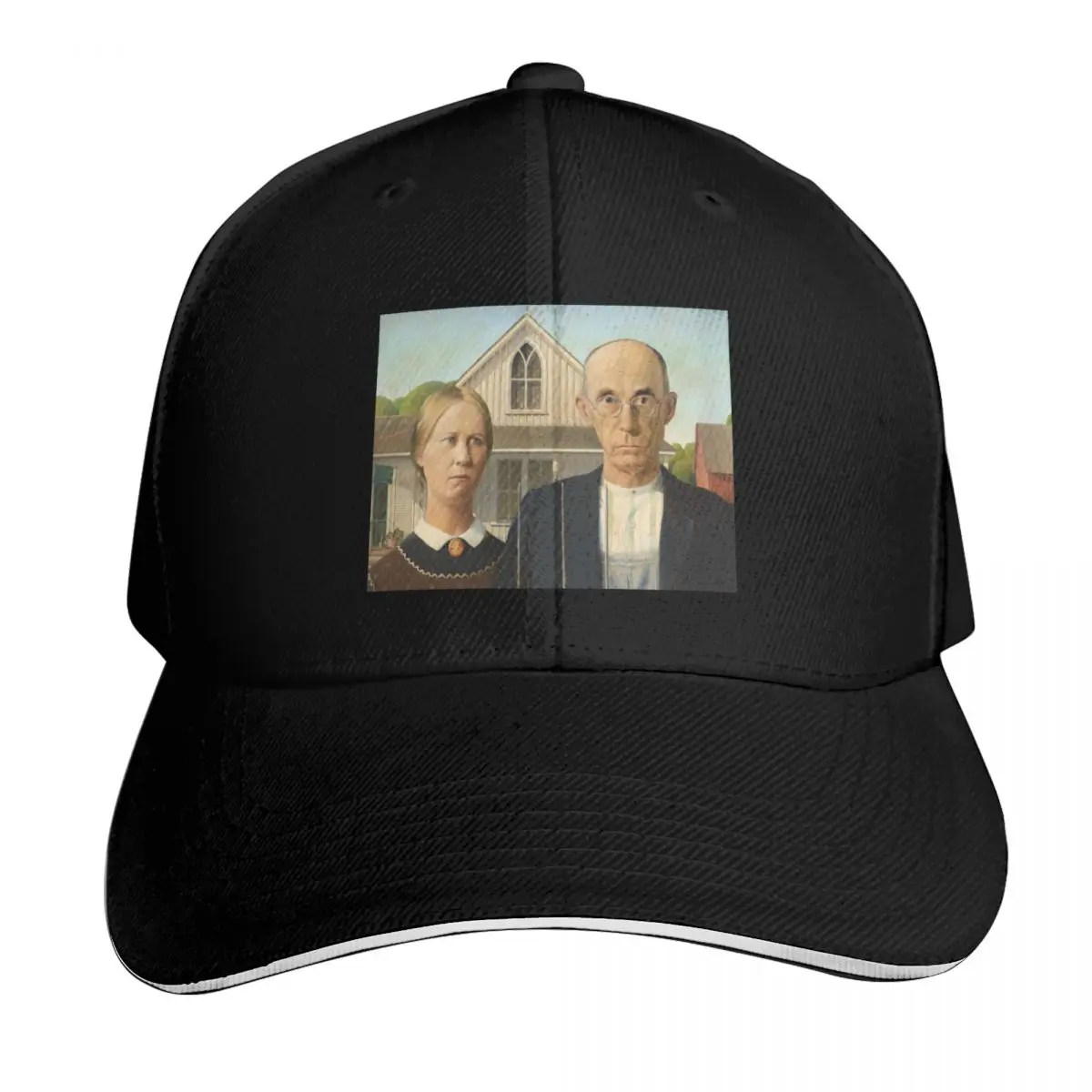 High Res Grant Wood American Gothic 1930 Baseball Cap Golf Wear Luxury Hat Male hat sun hat Men Golf Wear Women's
