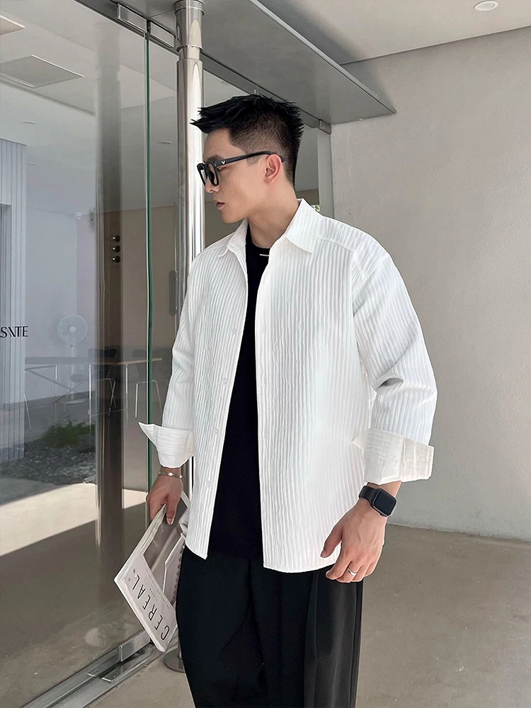 

Briti Sle Men's Long Sve Striped irt Youth Trendy Polyester Fiber Casual Faion Outerwear for Initial Autumn Wear