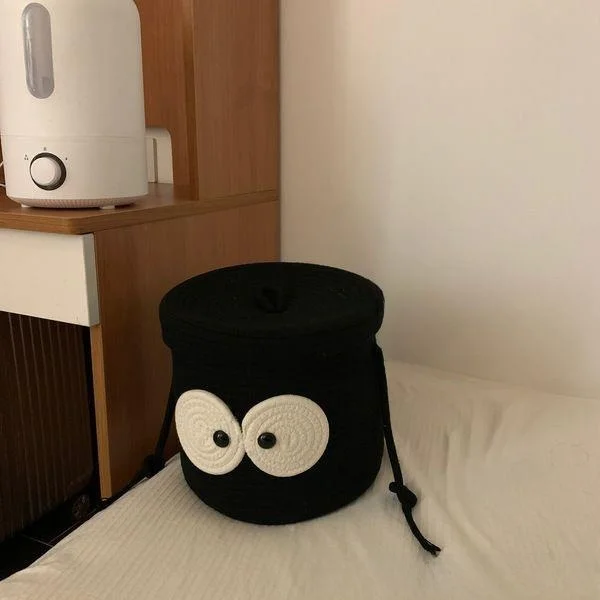 Innovative Small Coal Ball Zero with Lid Storage Basket Cotton Rope Bedroom Living Room Household Storage Basket with Cover