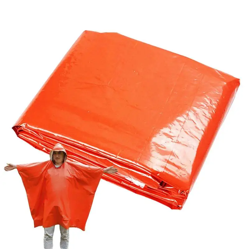 Rain Poncho All Weather Proof Outdoor Survival Camping Gear Reusable Thermal Blanket Poncho For Camping Outdoors And Traveling