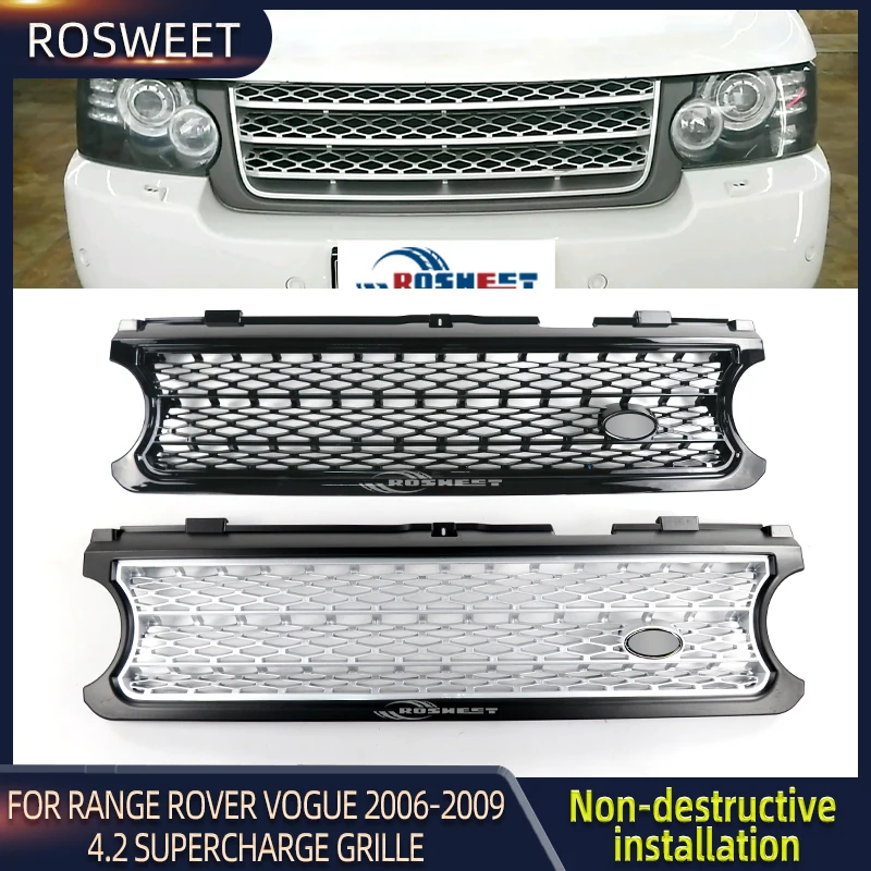 

Grille For Land Rover Range Rover Vogue 2006 2007 2008 2009 Car Upper Racing Grills Front Bumper Intake Hood Cover Mesh Grid