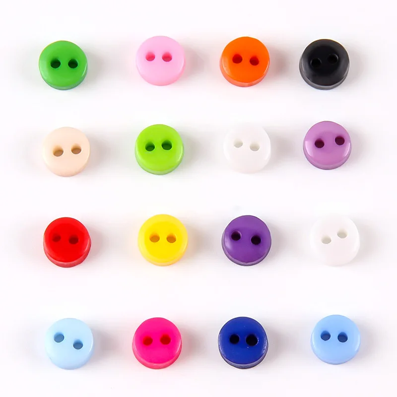 100Pcs 6mm Mini Resin Buttons Colorful Kid\'s Apparel Sewing Accessories Two Holes DIY Scrapbooking