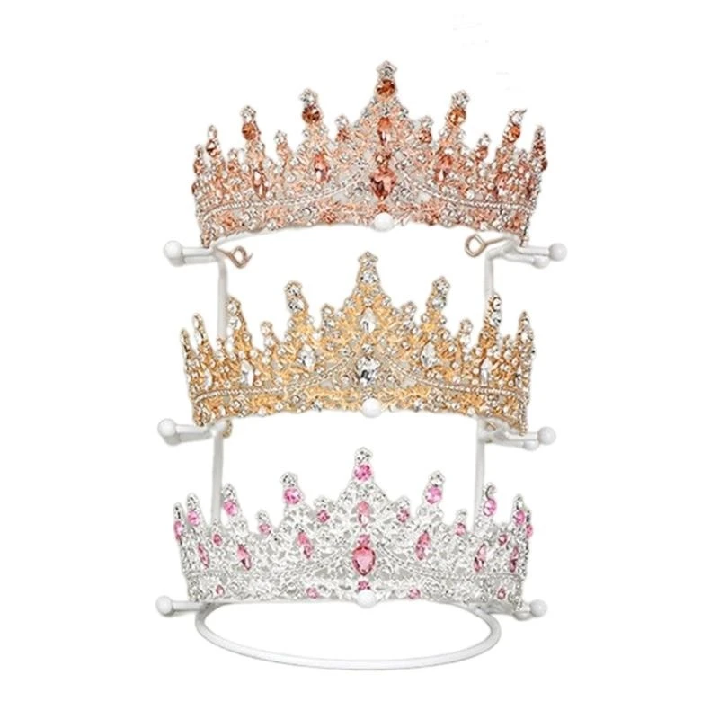 

91AC Fashion Gold/White Princess Crown Holder Bridal Crown Hairband китайский рок -хоппер Crown Diemelry Display