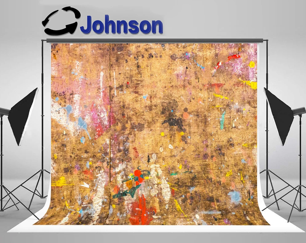 

JOHNSON Reclaimed Wood Stained Paint Scratches Colorful photography backgrounds High quality Computer print wall backdrops