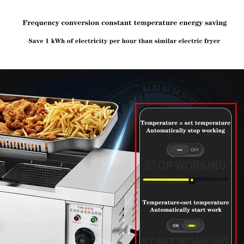 Household 220v 12L Commercial Stainless Steel Electric Fryer With Frying Basket 220V/3000W Household Desktop Fryer Fried Chicken