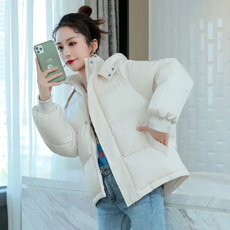 Hooded Winter 2023Women's Coat Parka Down Cotton Jackets Long Sleeved Female Korean Down Cotton Coat Warm Overcoat