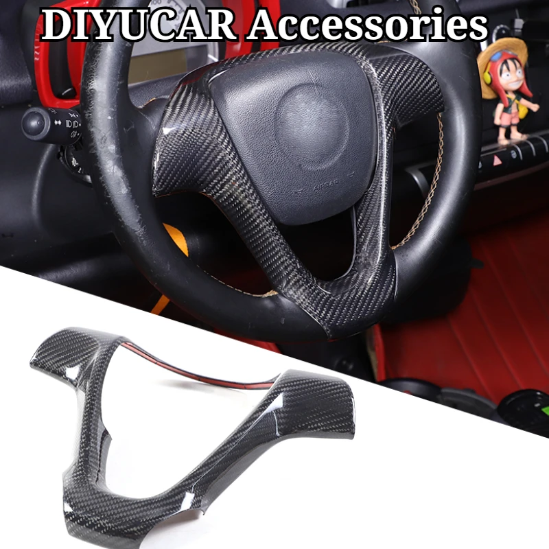 For Mercedes Benz Smart Fortwo 451 2009-2015 Real Carbon Fiber Car Steering Wheel Frame CoverTrim Interior Car Accessories