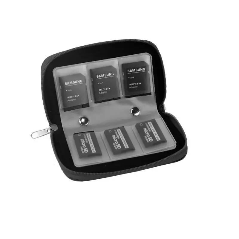 مايكرو SD XD بطاقة حافظة حامي محفظة حمل سوداء CF/SD/مايكرو SD/SDHC/MS/DS تخزين بطاقة الذاكرة حمل سستة الحقيبة