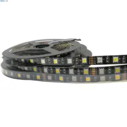 5m DC 12V SMD 5050 elastyczny pasek LED 60LEDs/m czarny biały PCB taśma LED RGB/ciepły biały/czerwony/zielony/niebieski/RGBW IP20 IP65