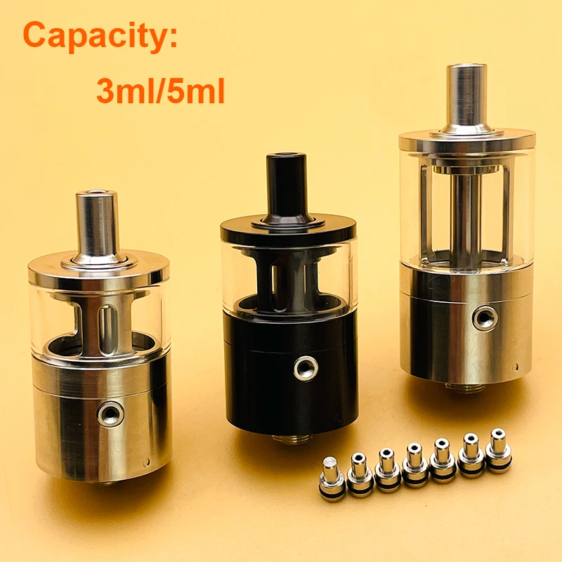 DSX Style Picatiny MTL RTA 316ss 22mm 3ml Single Coil Rebuildable Tank With 0.8/0.9/1.0/1.4mm/Blocked Pins And 5ml Bellcap