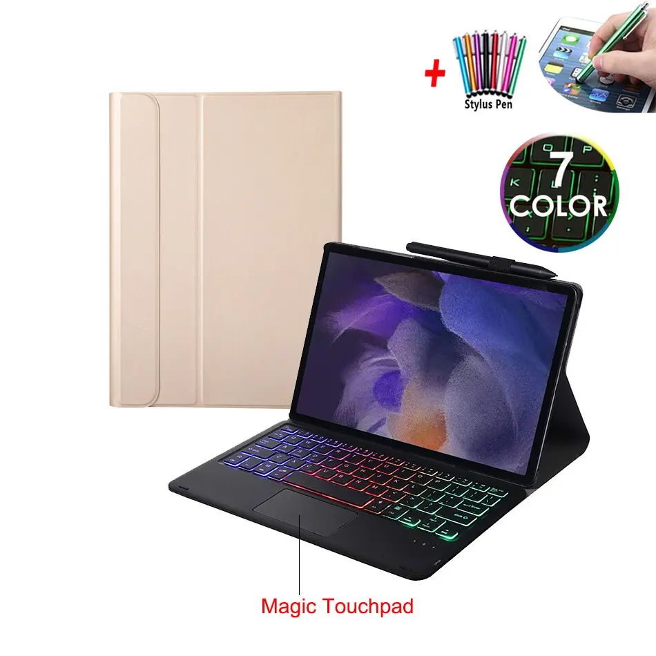 7 Màu Đèn Nền Magic Bàn Di Chuột Bàn Phím Cho Samsung Galaxy Tab A8 2021 10.5 Inch Bàn Phím X200 X205 Lật Da ốp Lưng