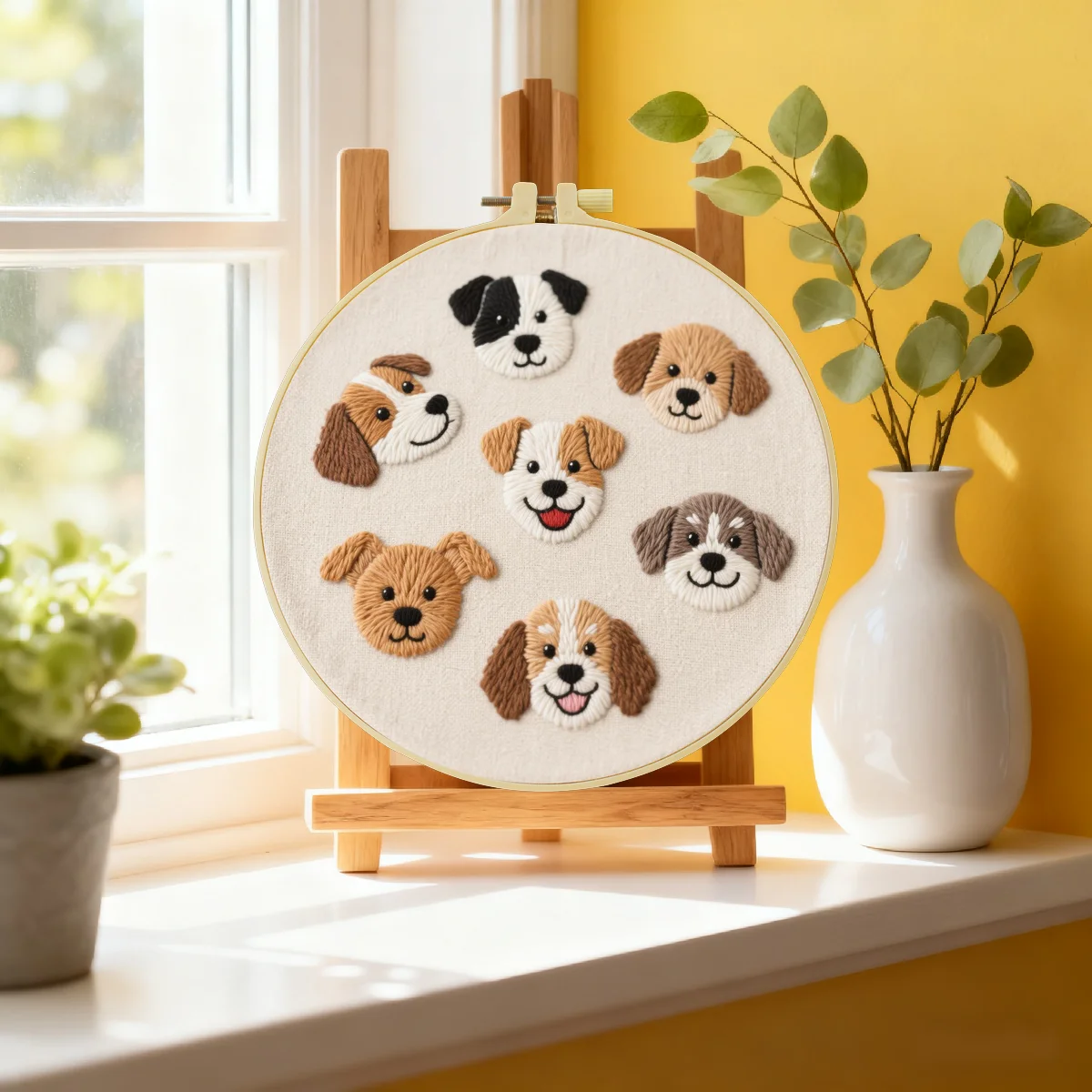 1 Stück 20X20CM/15X15CM 7,87/6,3 Zoll Hundestickerei-Starter-Kit DIY-Kit DIY-Stickerei-Set Handarbeiten Heimdekoration Nadelkunst – Detail 1