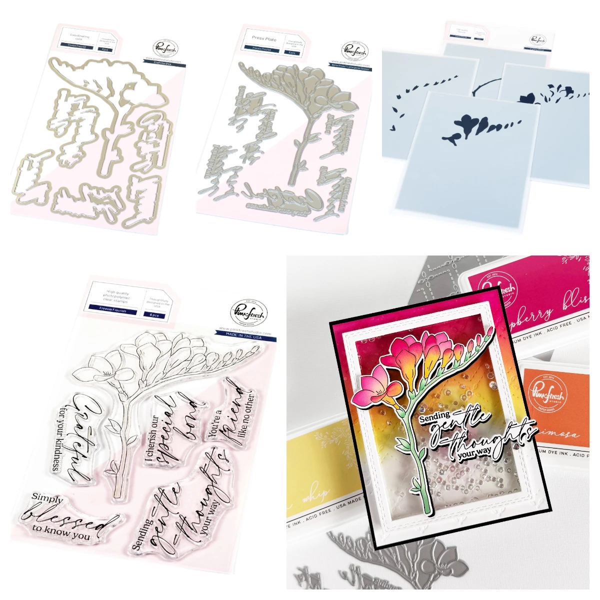 

Flourish Glow Full Release Bundle Freesia Flourish Dies Stamps Stencils Set 2025 New Pink Fresh Dies DIY Scrapbook Holiday Card