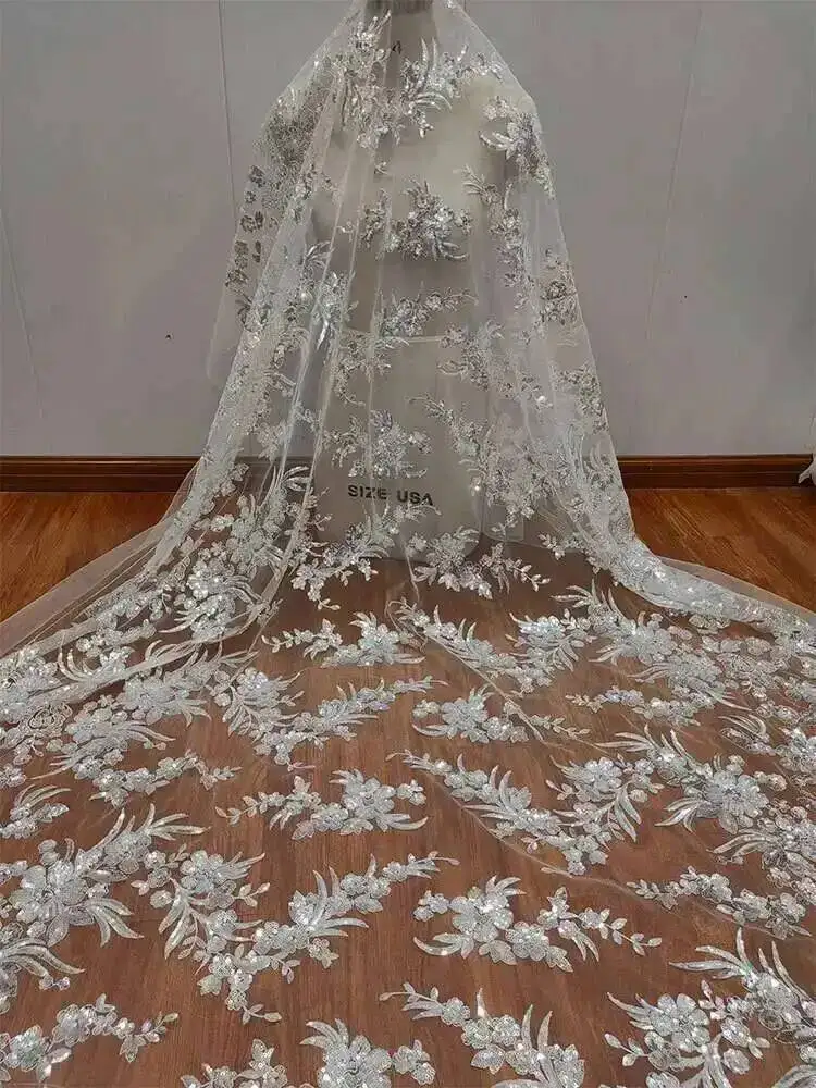 

Кружевная сетчатая ткань для свадебных платьев, ткань с цветочными аппликациями, бисером и пайетками, кружевная ткань для вечерних платьев, аксессуары для одежды