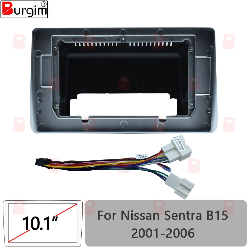 Car Radio Fascias Frame For Nissan Sentra B15 2001-2006 10 inch 2DIN Stereo Panel Harness Connector Power Cable Adapter